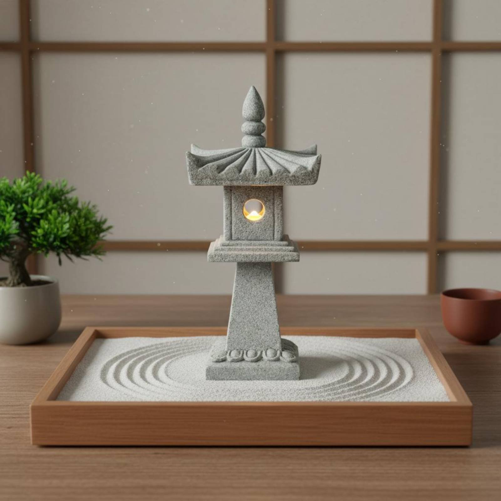 Bonsai Garden Gift - Miniaturowa Kamienna Latarnia Antyczny Wystrój Dekoracja