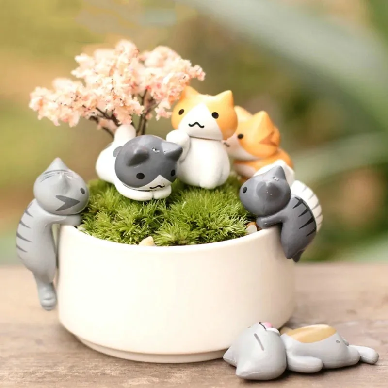 Bonsai Garden Gift - 6 szt./zestaw Kreskówkowy Kot Szczęścia Dekoracje